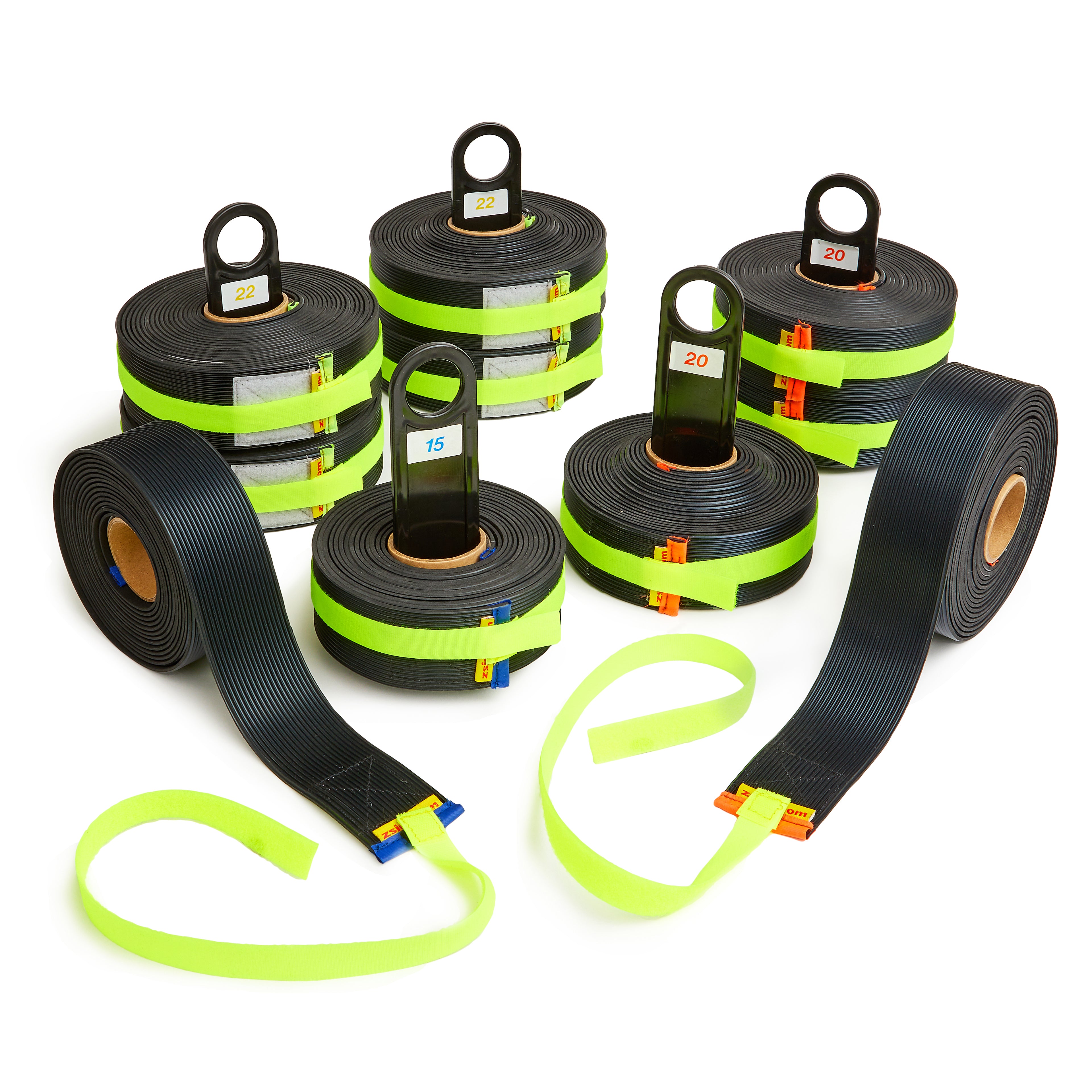 Pickleball Full Court set of temporary roll down lines in pairs on carry poles