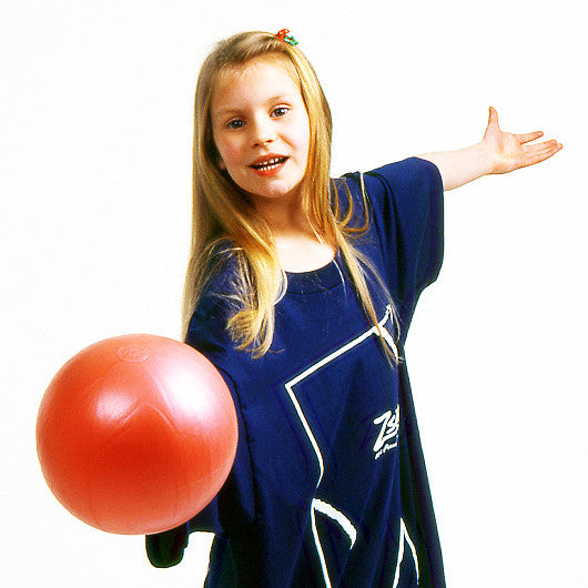 Close up of child holding pink Easy Squeezy ball