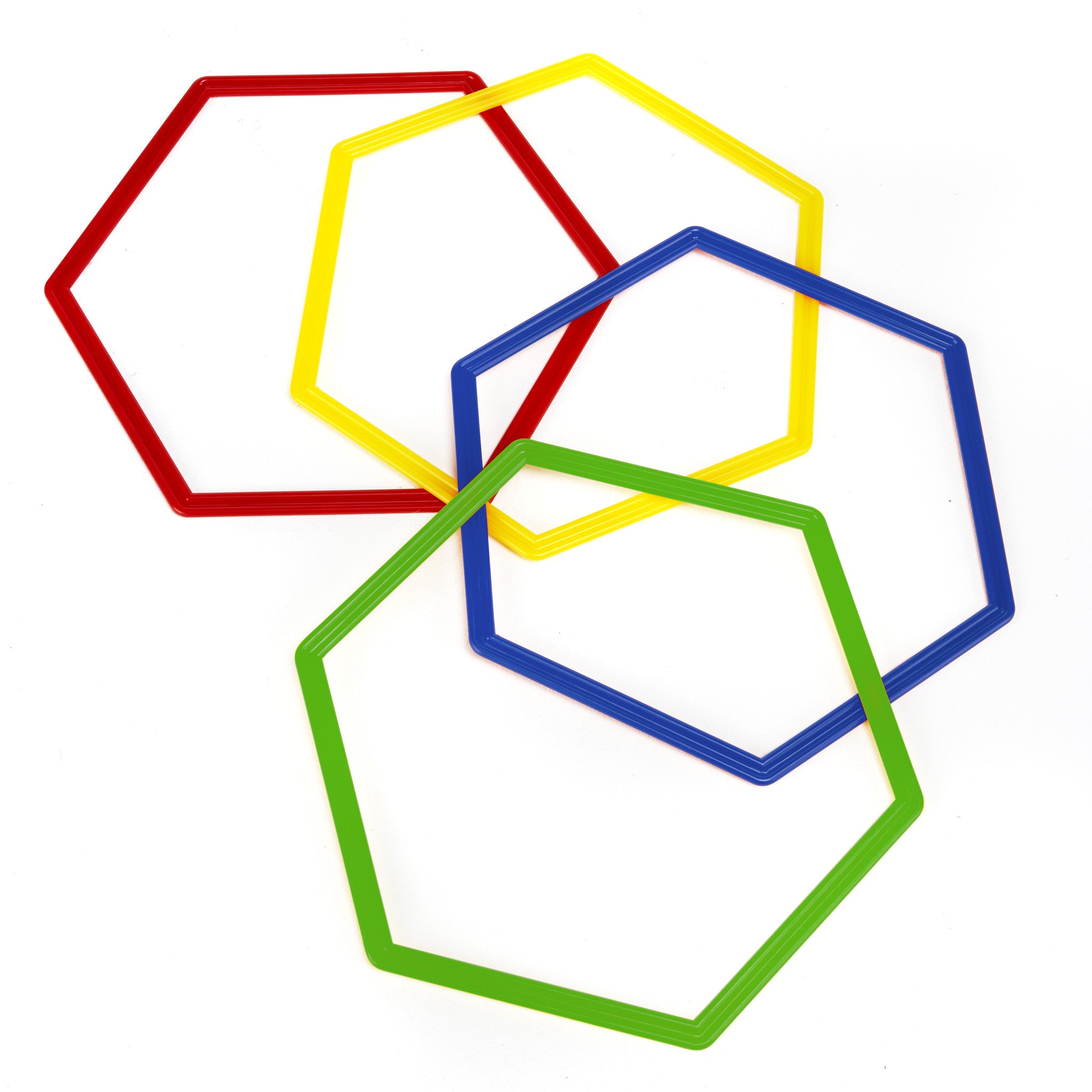 Set of 4 flat hexagon hoops for agility coaching or using as a flat marker