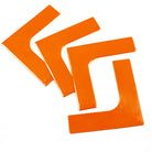 Throw Down Lines corner markers are bright orange, with textured underside & bevelled edges