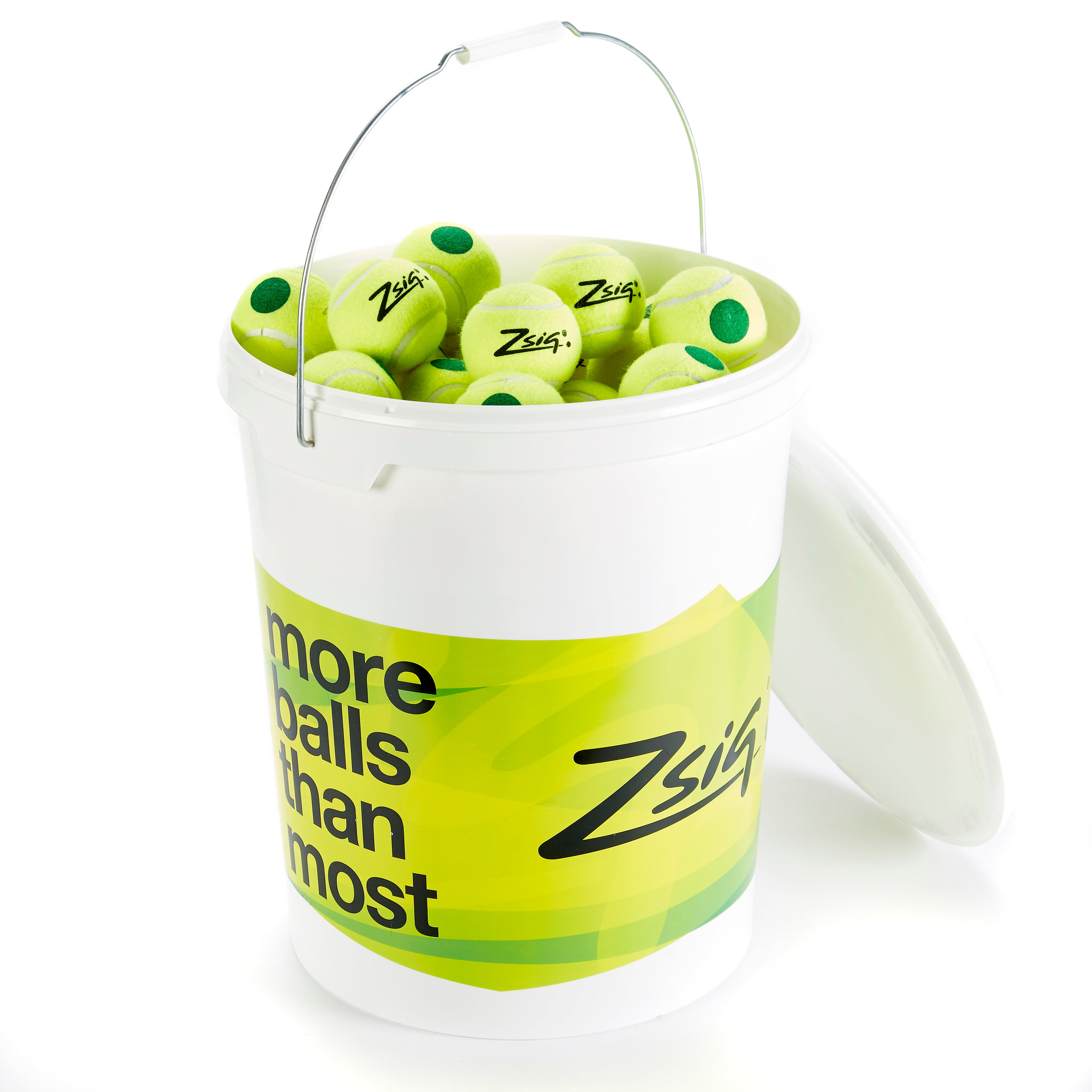 Zsig's SLOcoach Orange Mini Tennis Ball in a bucket of 96 balls.