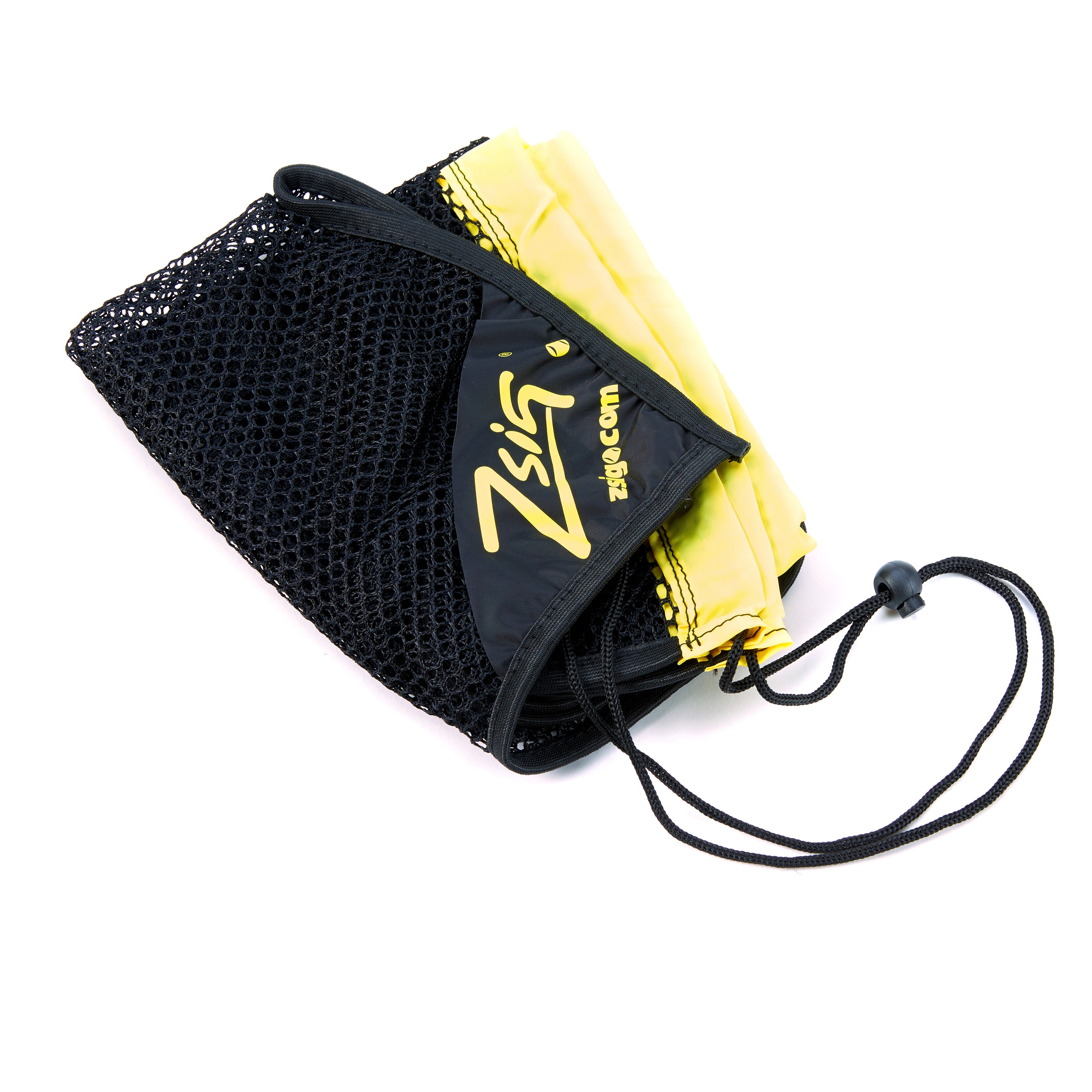 Tennis Ball 5-dozen ball drawstring carry bag. Yellow drawstring band.