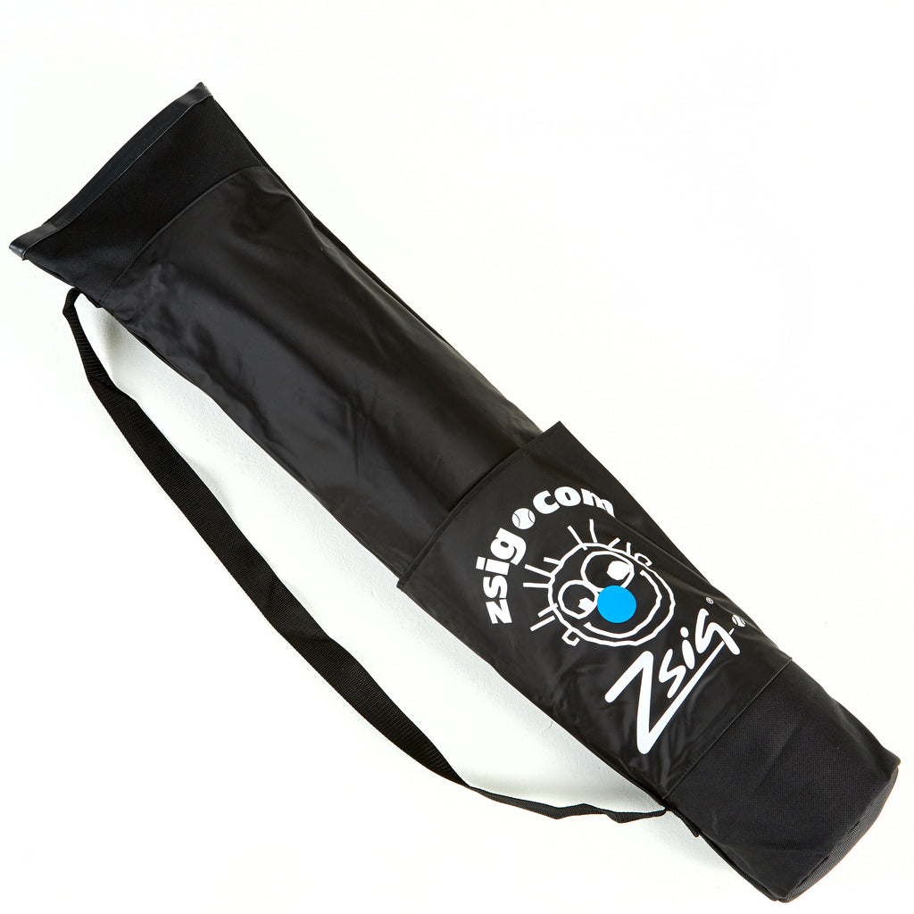 Zsig's Classic 3m Badminton Net shoulder carry bag, showing pocket side for storing the folded net
