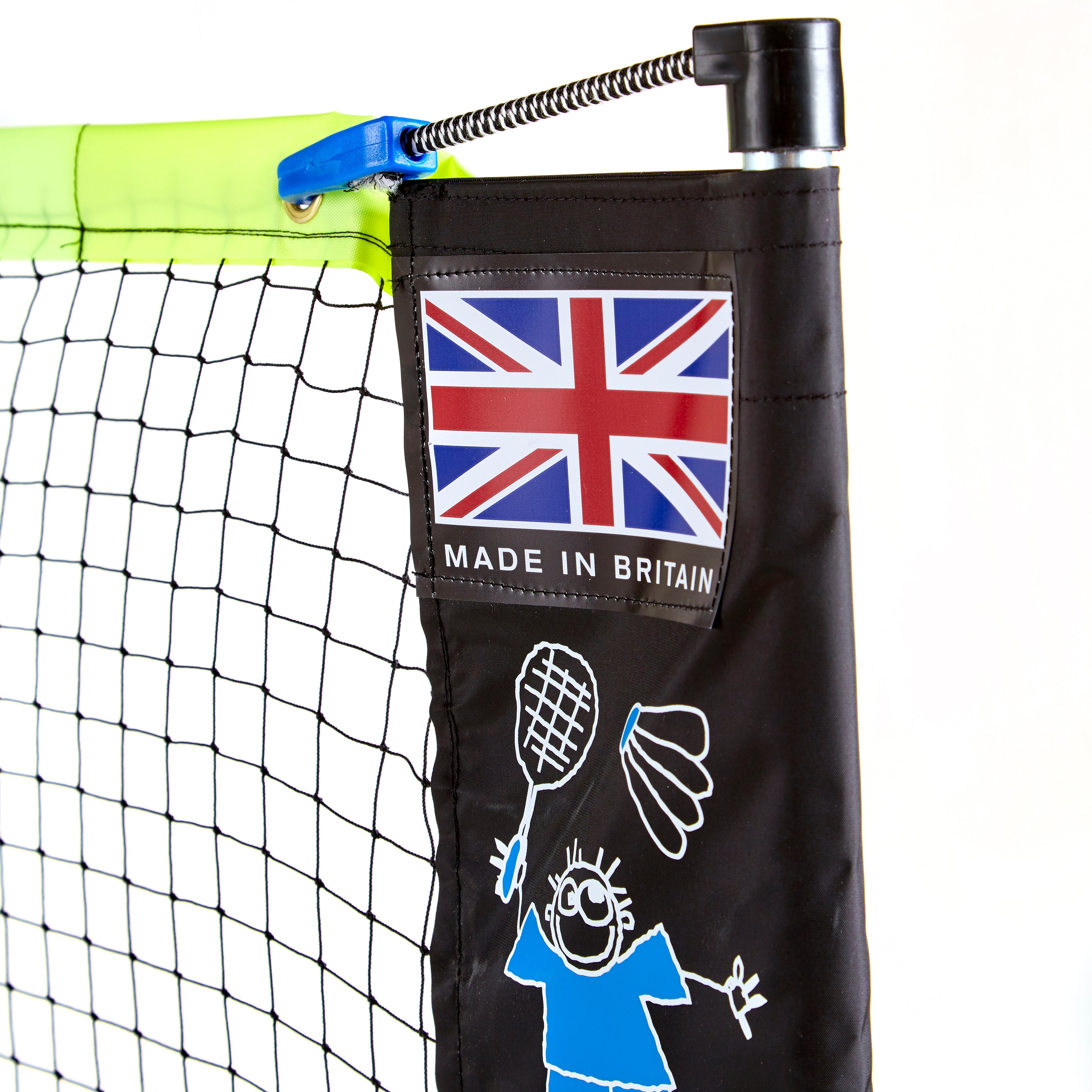 Badminton clip and bungee tensioning system, and Zsig's Made in Britain flag
