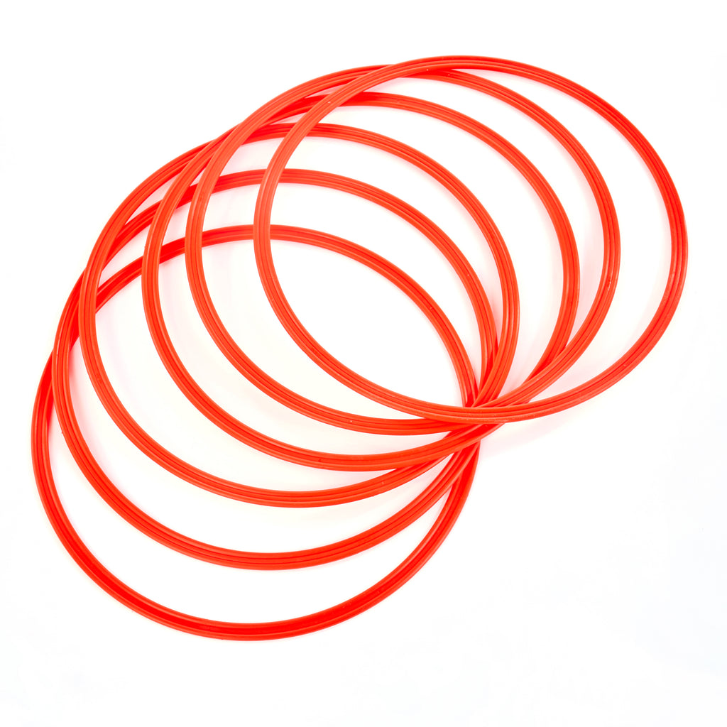 Red flat hoops - set of 6
