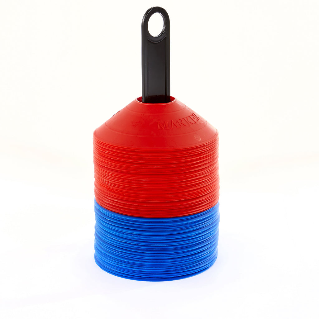 100 Safety Markers, Red & Blue, on a carry pole