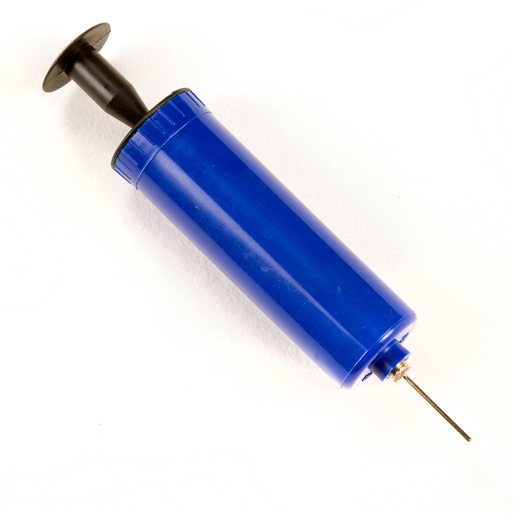 Blue Needle Pump for sports ball inflation.