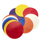 Flat disc markers make excellent safe tennis training aids for drills. Larger set of 12 Throw Down Spots.