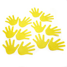 Early Years flat sports markers in the shape of little yellow hands.  Set of 12.