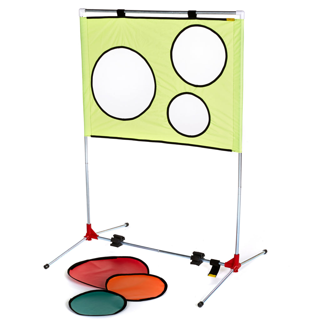 Multi-skills & coaching aid. Portable frame with removable coloured targets.