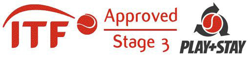 ITF Approved Stage 3 Play + Stay logo. Zsig's SLOcoach Big Red Mini Tennis Ball is ITF tested & approved.