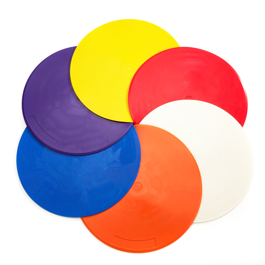 Zsig Throw Down Spots. Circular sports markers, set of 6. Bright colours, great quality, UK-made.