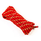 Bright red Junior Tug of War Rope, 8-braid with soft exterior, folded.