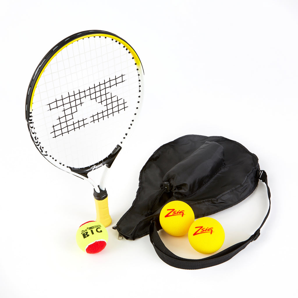 ZSIG 19 inch Mini tennis Racket with headcover, 2 Advance Mini Tennis Balls and 1 SLOcoach Big Red Mini tennis ball