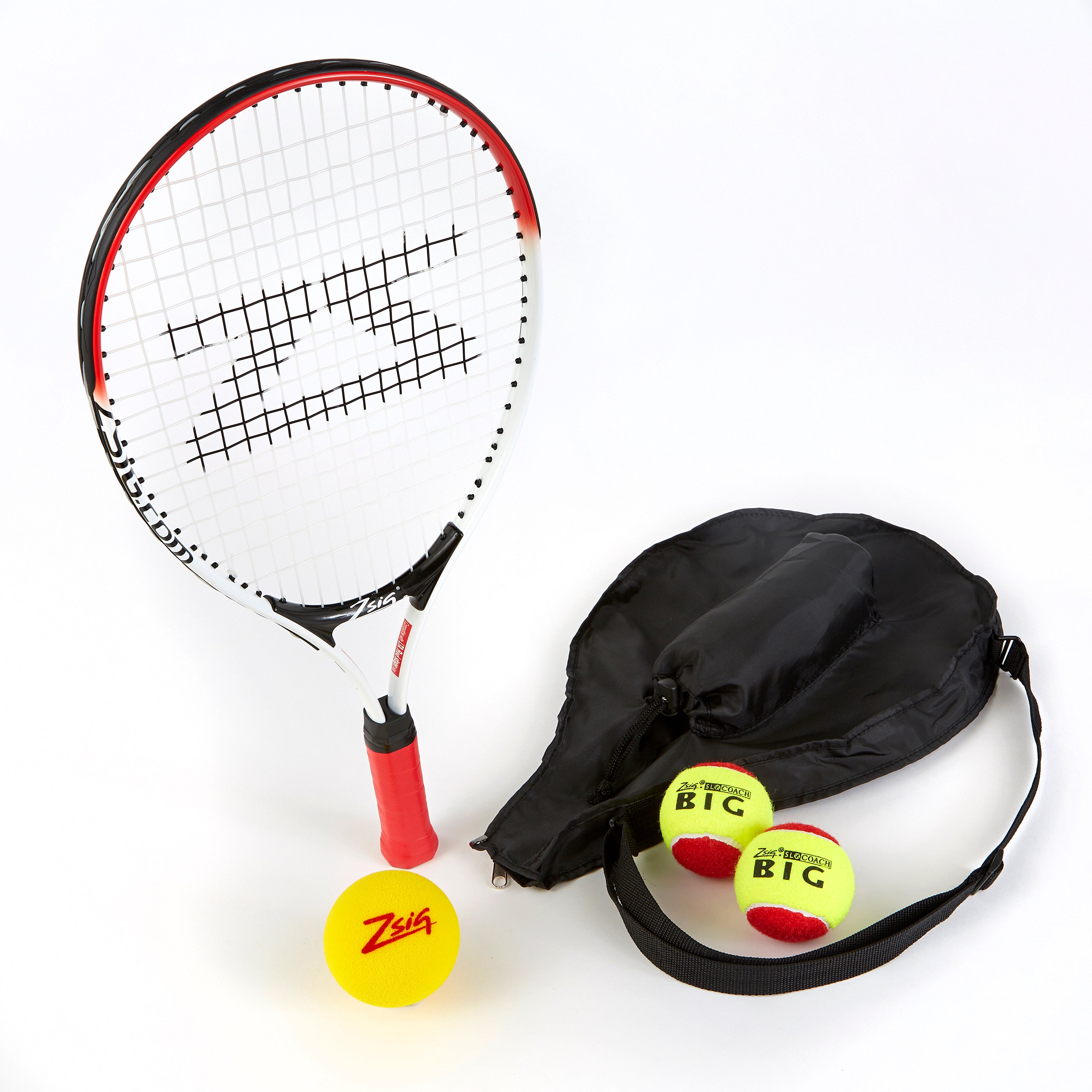 ZSIG 21 inch Mini tennis Racket with headcover, 2 SLOcoach Red Mini Tennis Balls and one sponge ball