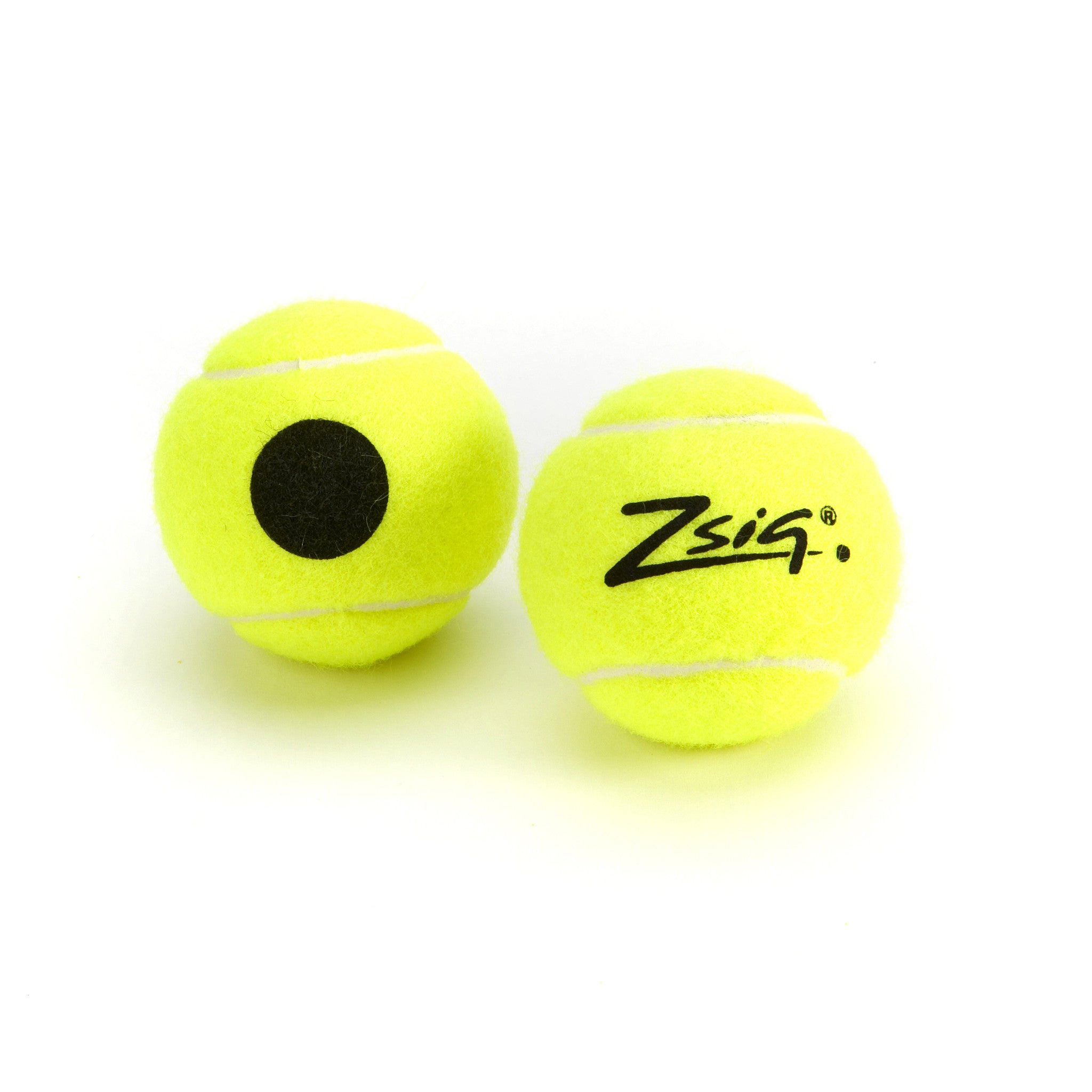 Training Tennis Balls - Zsig Black Dot. Two balls.