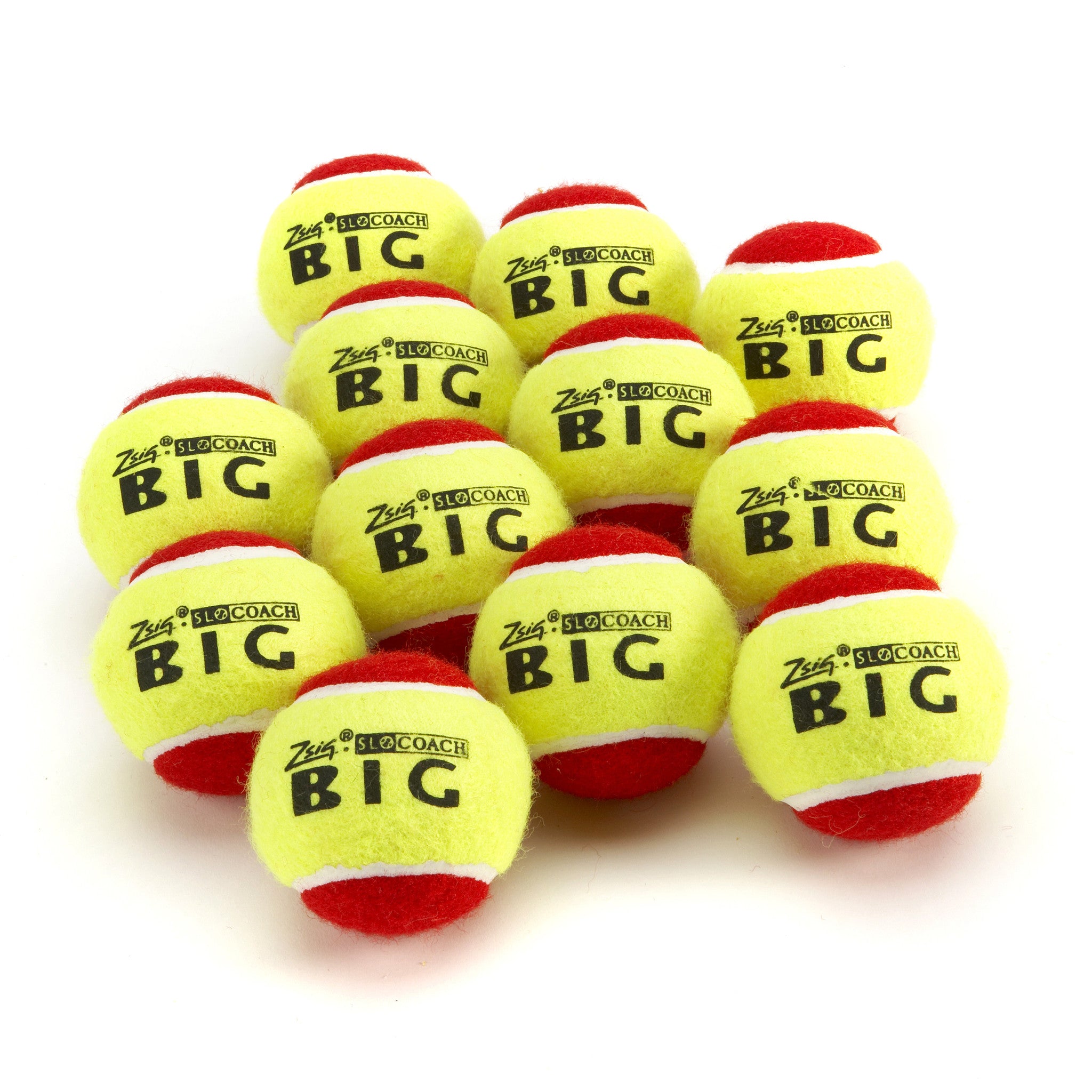 Mini Tennis Balls - a dozen Zsig Slocoach Big Red balls for Stage 3 & Red Stage coaching