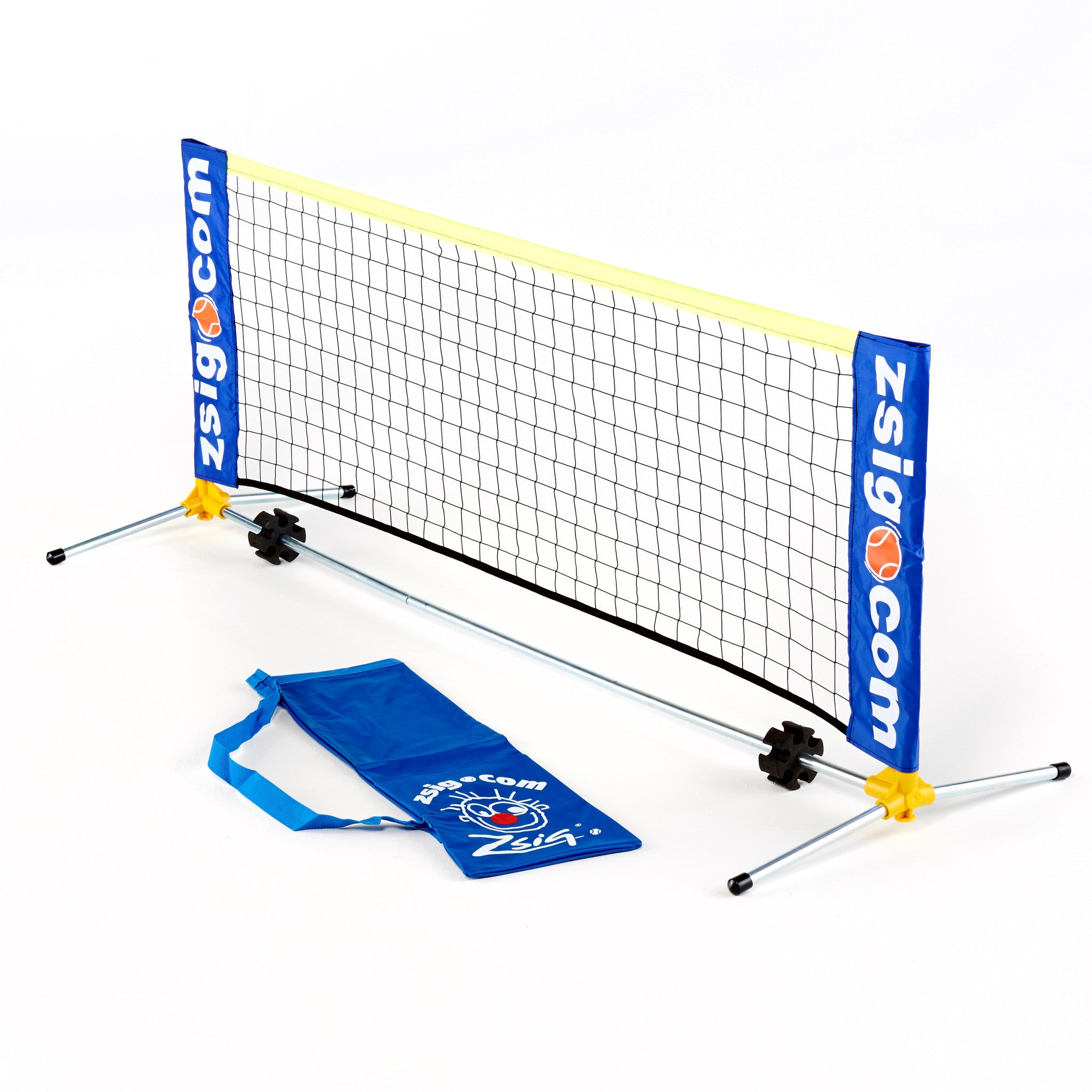 Mini Tennis Net for Early Years from Zsig. 1.8m. Carry holdall. Patented shoulder joint in yellow. Easy to set up, easily portable & Made in Britain high quality design.