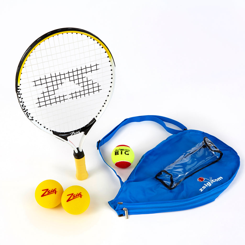 ZSIG 19 inch Mini Tennis Racket with headcover, 2 Advance Sponge Ball and 1 SLOcoach Red Mini Tennis Ball
