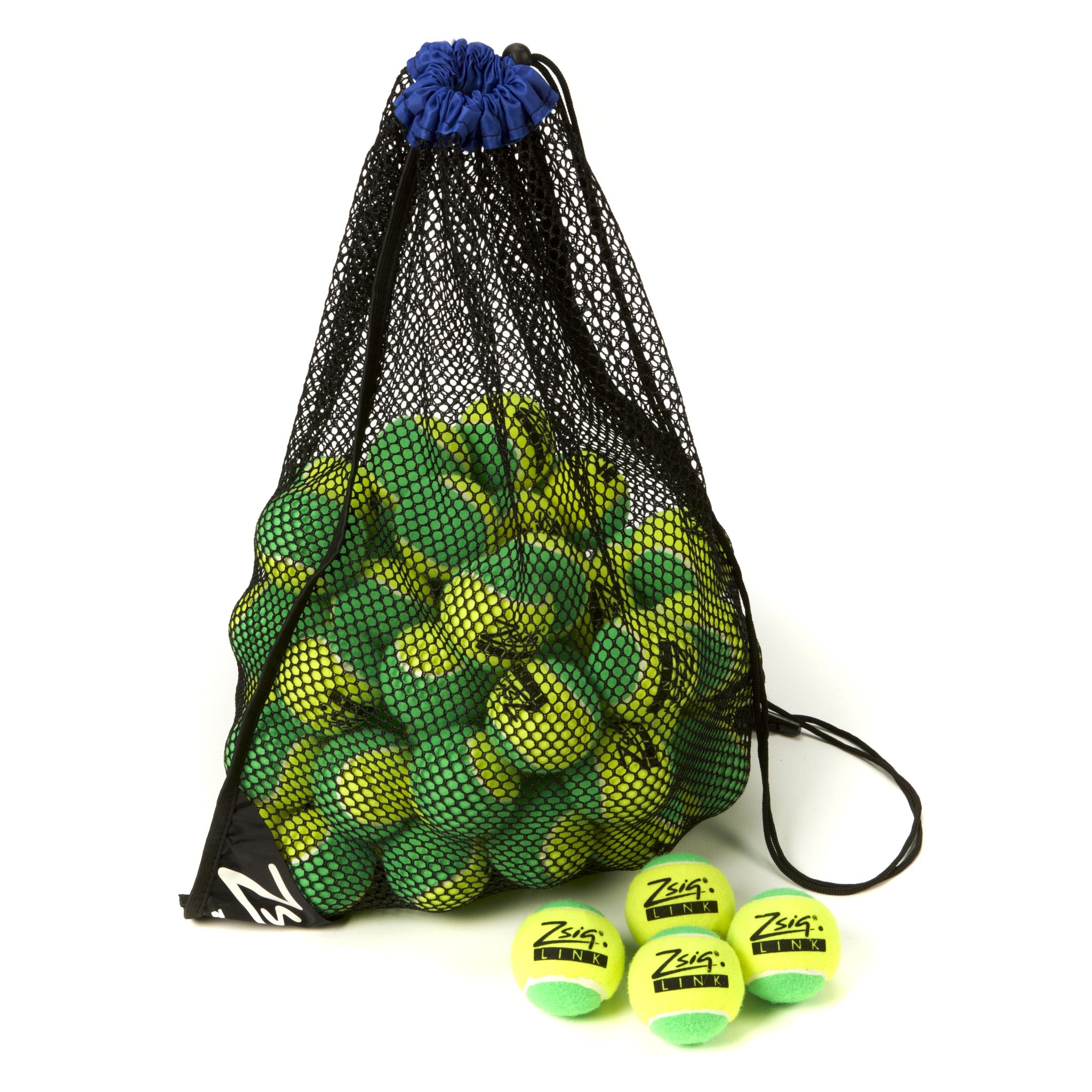 Green Mini Tennis Balls. Zsig "Link Green", carry bag of 5 dozen balls.