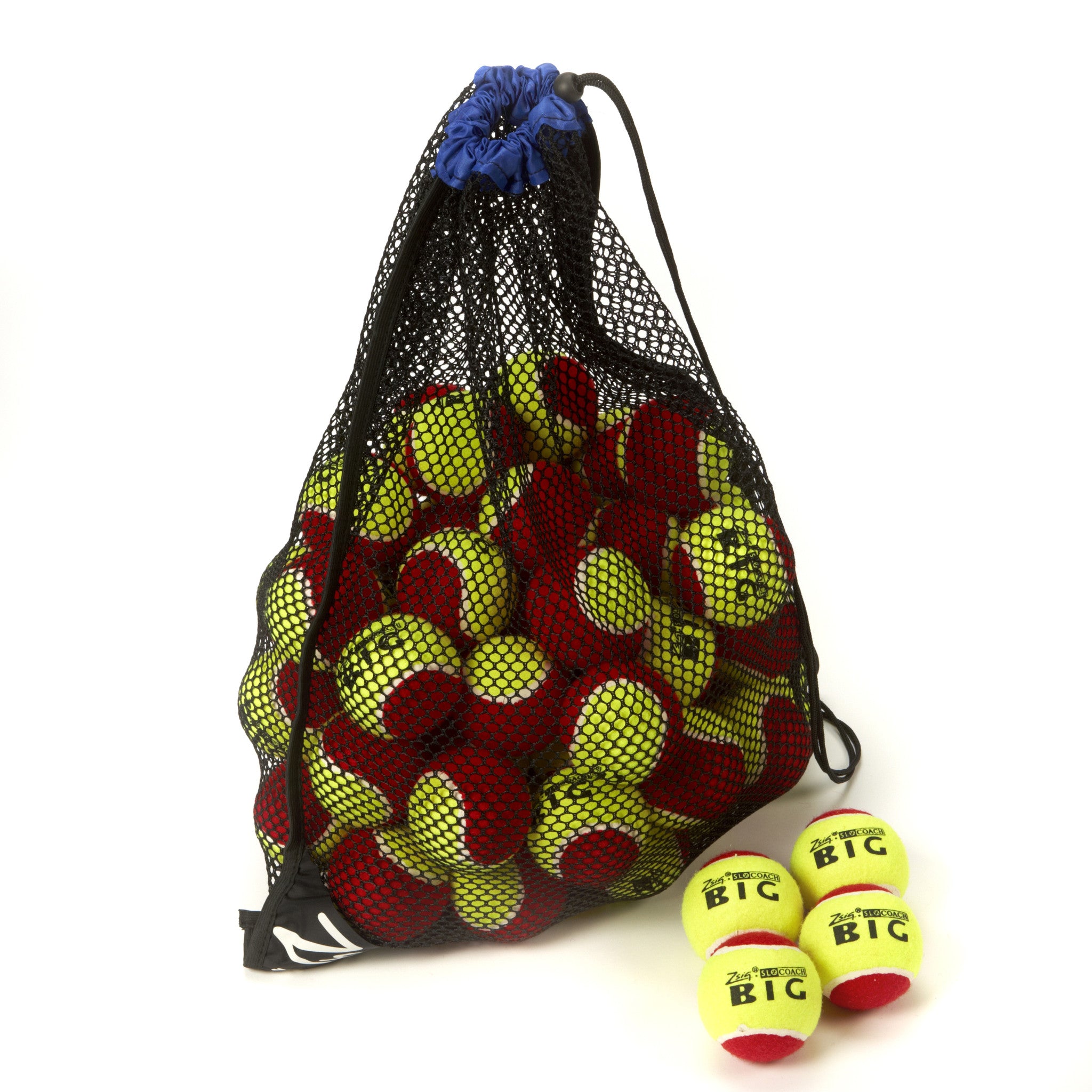 Zsig Slocoach Big Red Mini Tennis Ball Drawstring Net Bag with 5 dozen balls