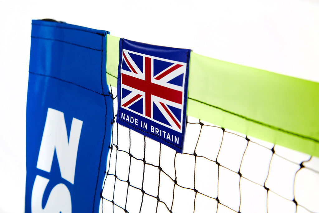 Zsig's 4.3 Badminton Net System is made by us in the UK: showing our Made in Britain flag